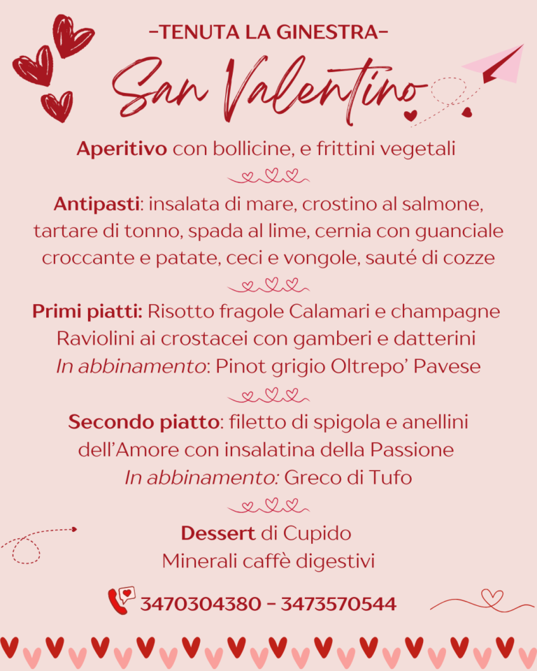 menu san valentino